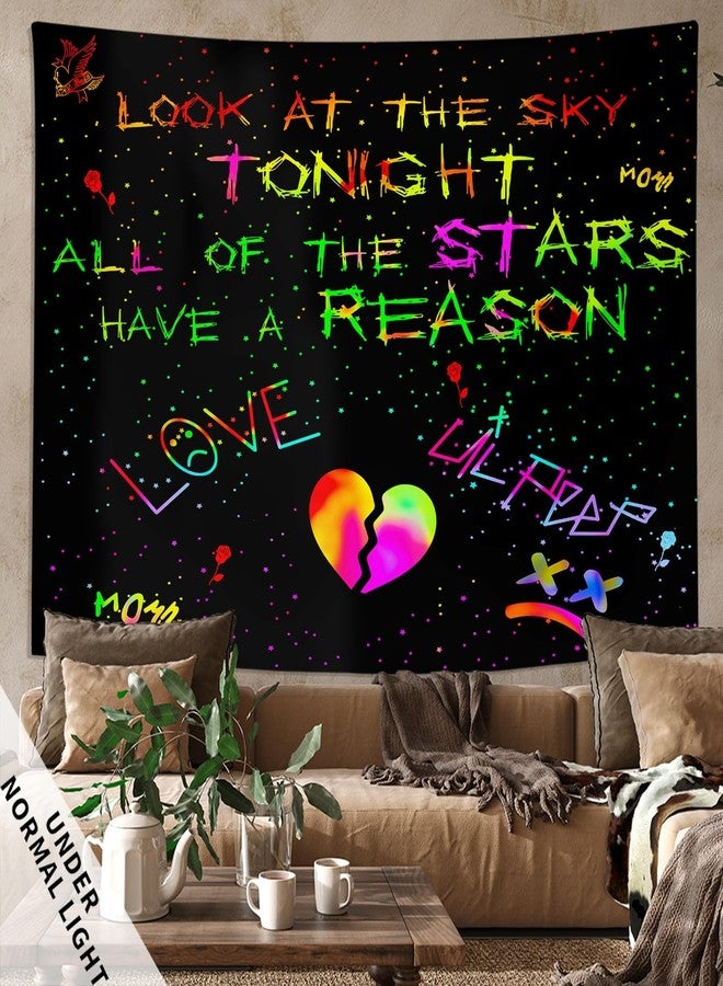 PSYHILAR Blacklight Lil Peep Tapestry, Black Light Posters for Bedroom, Star Shopping Rapper UV Flag (40 x 30 Inches) - Image 5